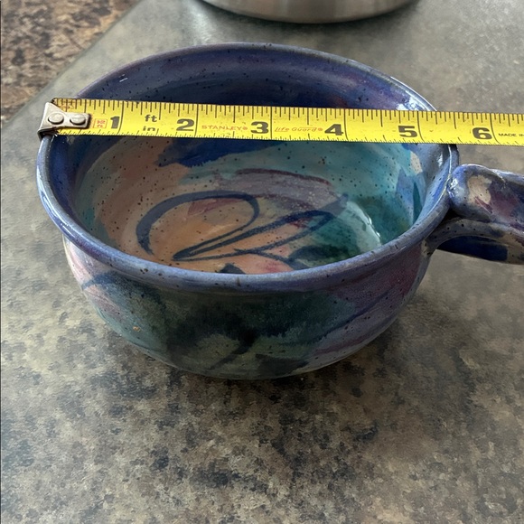 Handcrafted Multicolor Pottery Bowl with handle - Picture 5 of 5